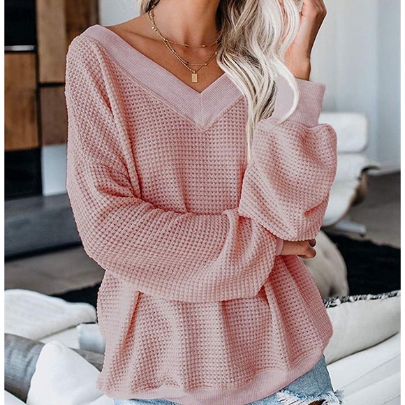 Off Shoulder Batwing Sleeve Oversized Knit Top - Picture 4 of 5